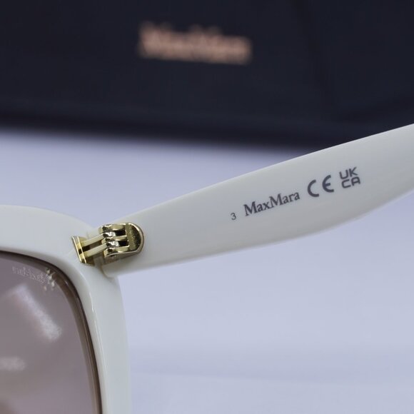 MaxMara LOGO14 MM0063 21G Cat Eye Sunglasses - White/Brown Mirror - Picture 7 of 11
